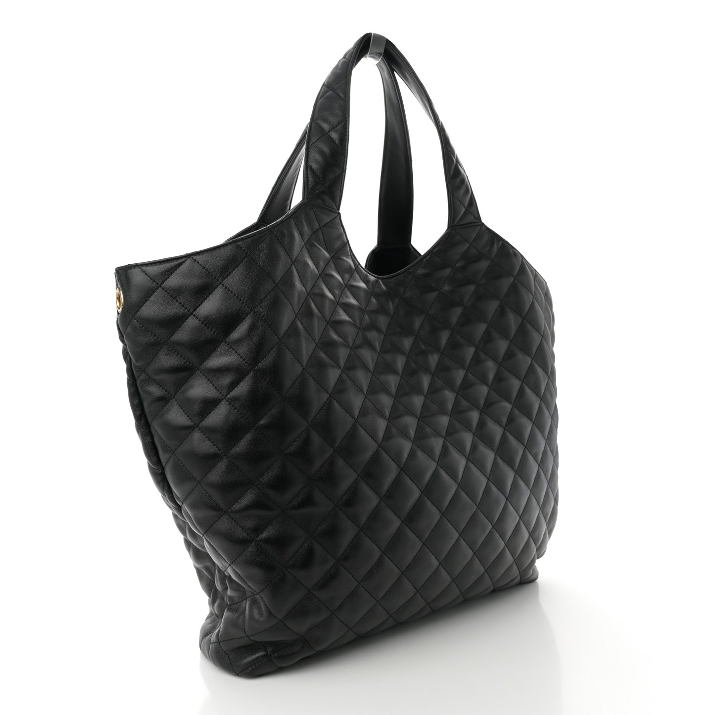 Lambskin Quilted Maxi Icare Shopping Tote Black