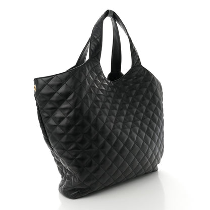 Saint Laurent Lambskin Quilted Maxi Icare Shopping Tote Black 4 of 11