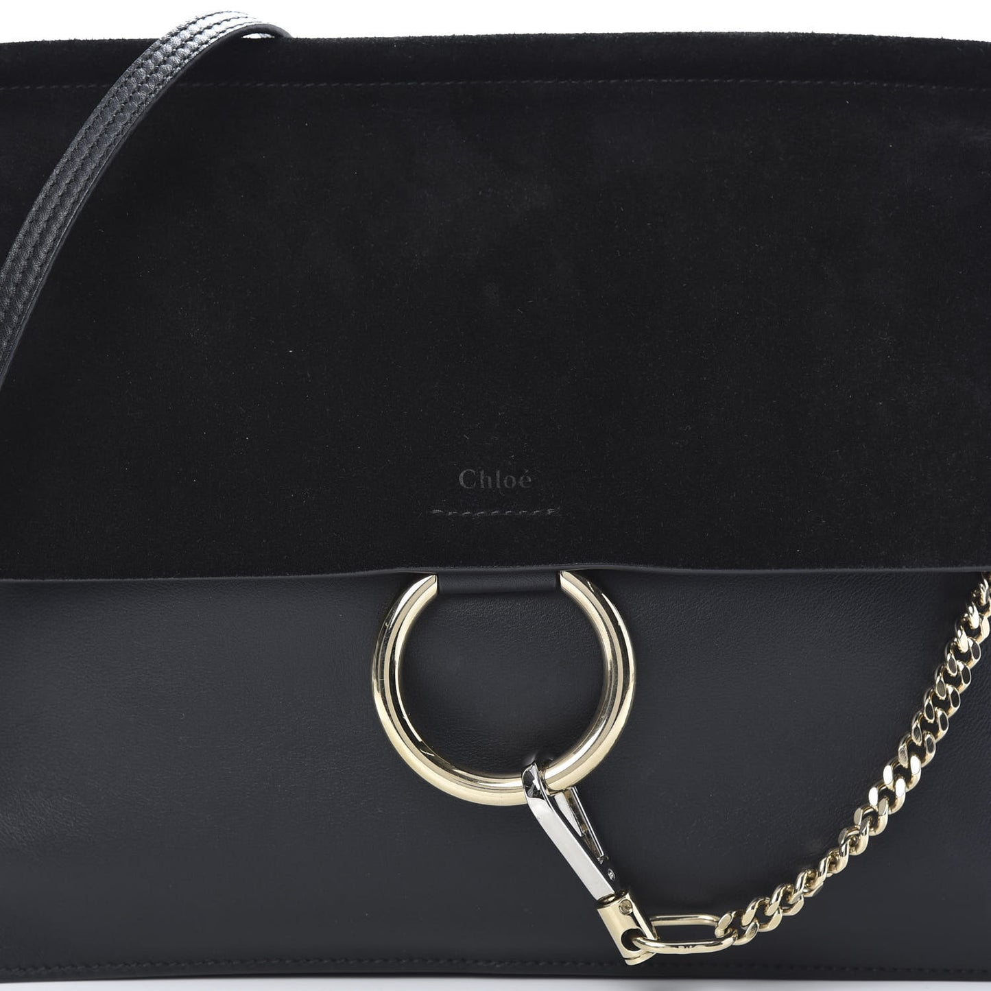 Suede Calfskin Medium Faye Shoulder Bag Black