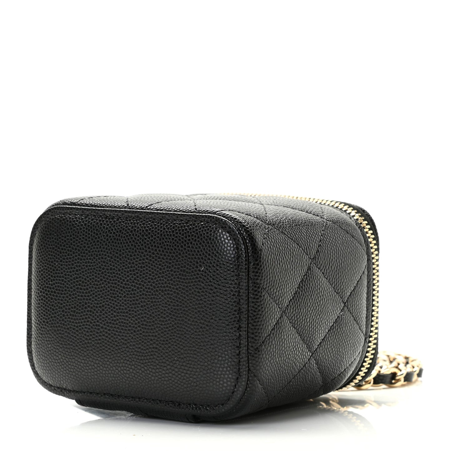 Caviar Quilted Mini Vanity Case With Chain Black