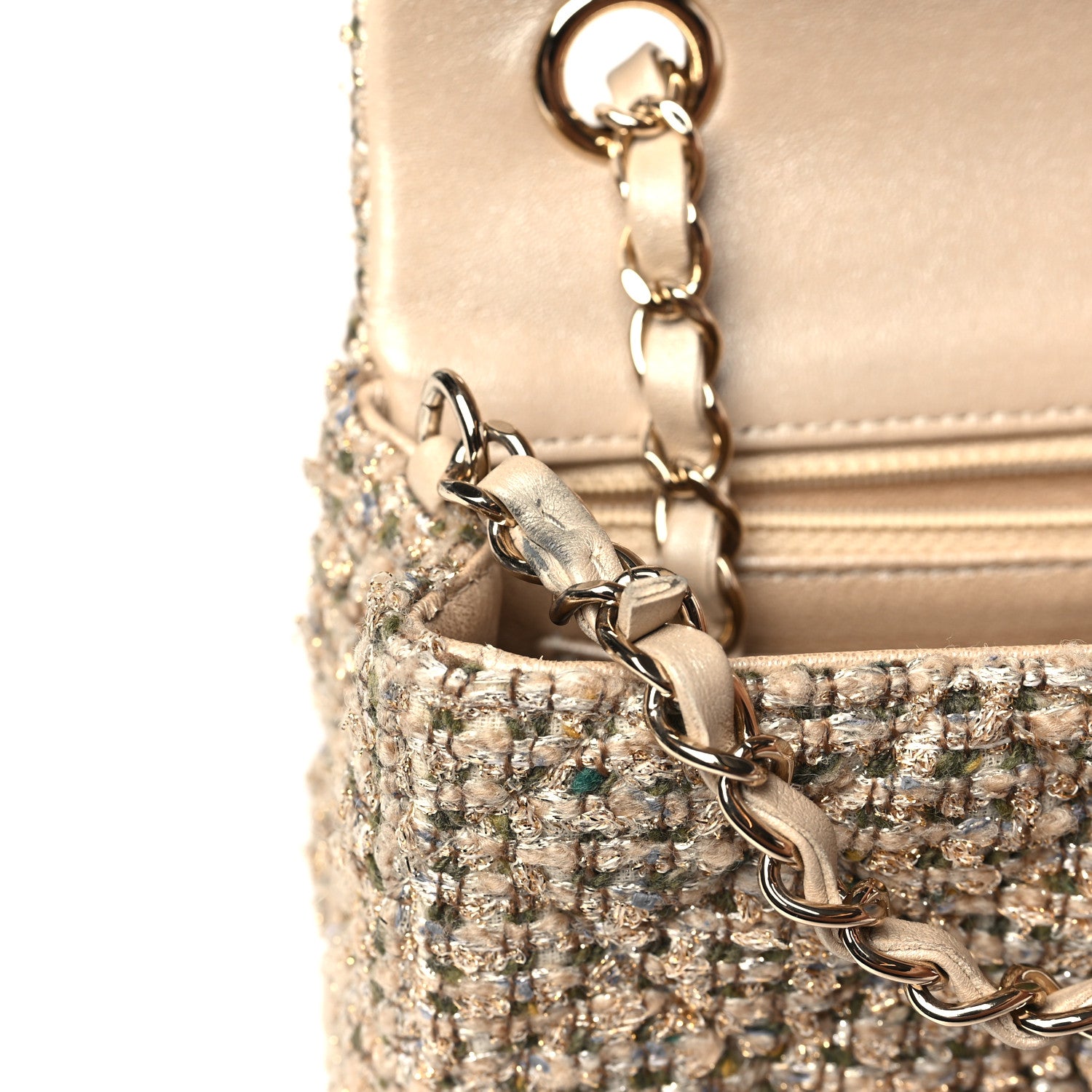 Chanel Tweed Quilted Mini Rectangular Flap Beige 10 of 10