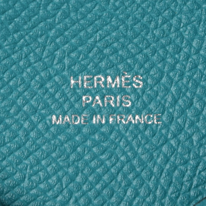 Hermes Epsom Calvi Card Case Bleu Paon 7 of 9