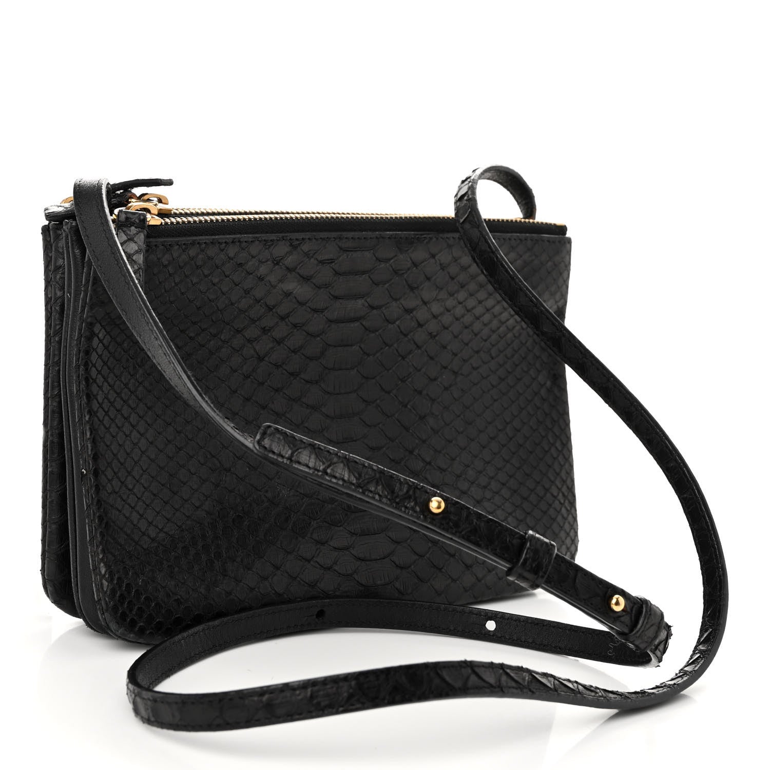 Celine Snakeskin Small Trio Crossbody Bag Black 3 of 15