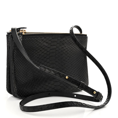 Celine Snakeskin Small Trio Crossbody Bag Black 3 of 15