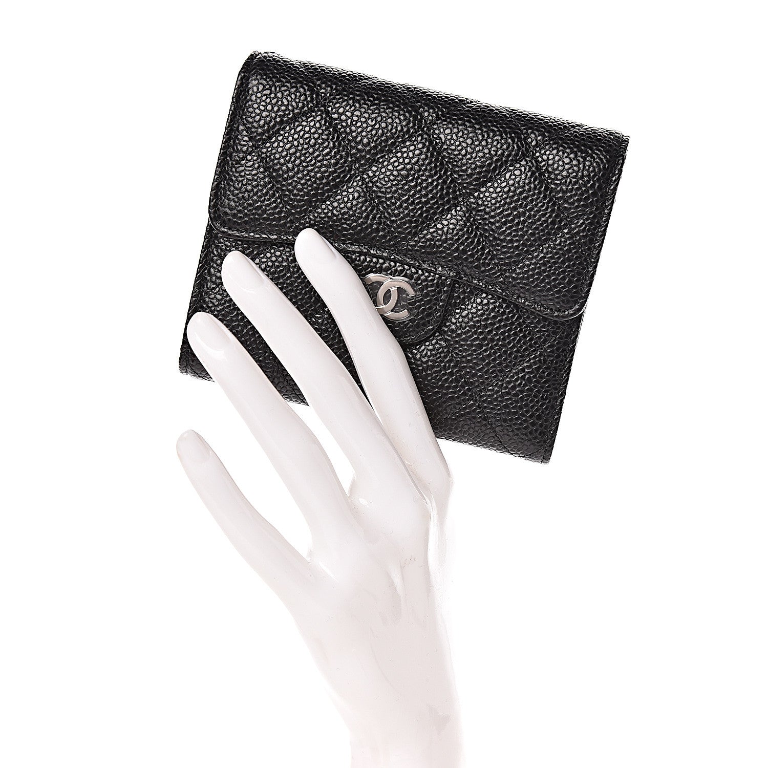 Chanel Caviar Quilted Compact Flap Wallet Black 2 of 8