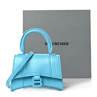 Balenciaga Shiny Box Calfskin Tonal B Hourglass Top Handle Bag Mini Azur 12 of 12