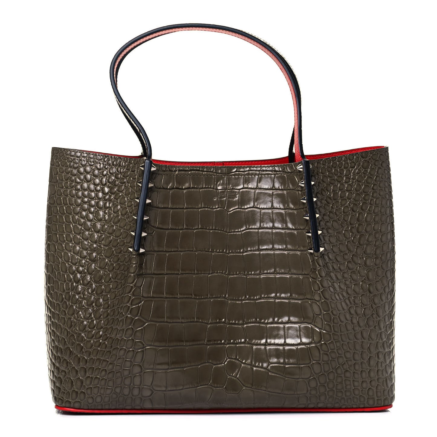 Crocodile Embossed Calfskin Spiked Small Cabarock Shopper Tote Silex