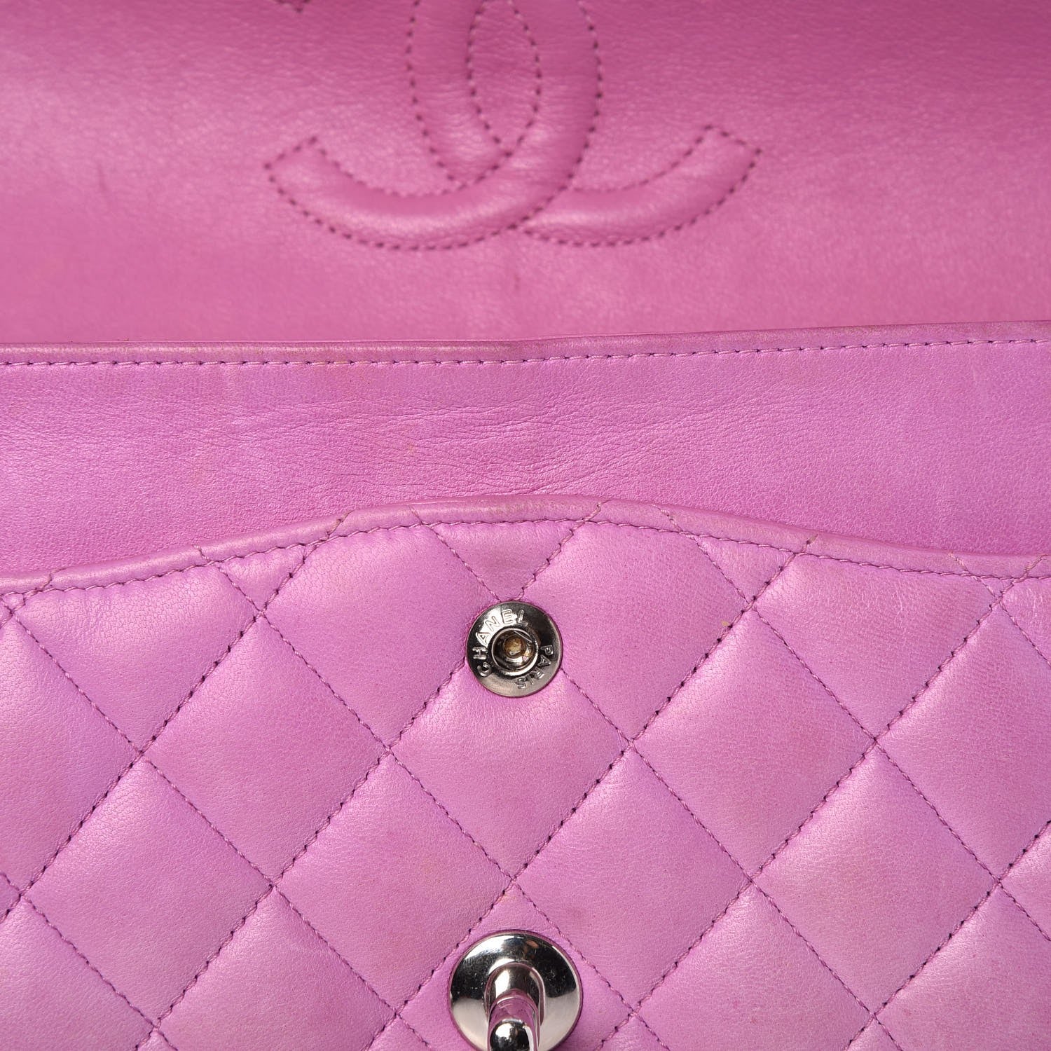 Chanel Lambskin Quilted Medium Double Flap Light Purple 12 of 17