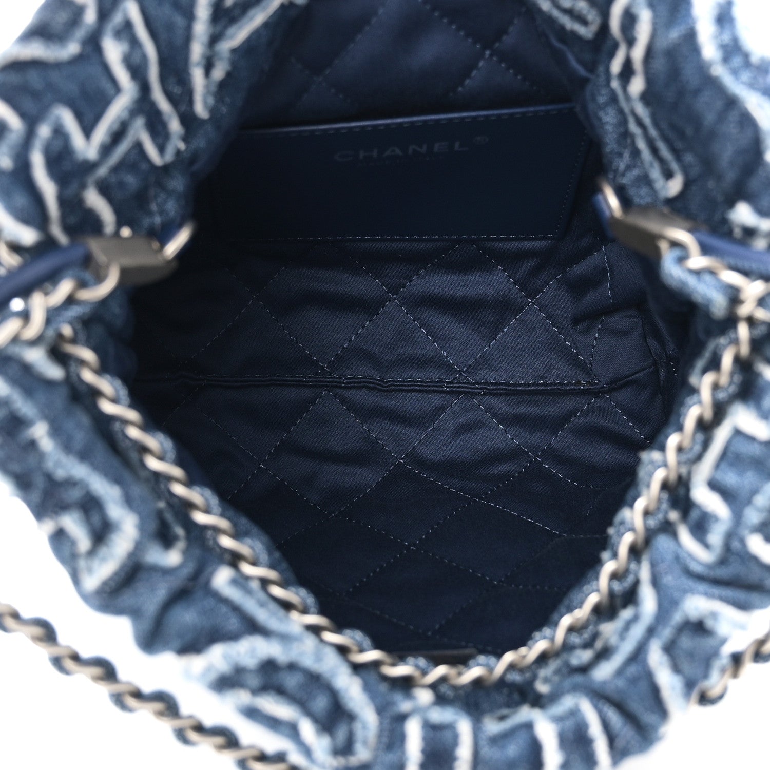 Chanel Washed Denim Logo Embroidered Mini Chanel 22 Blue 5 of 10
