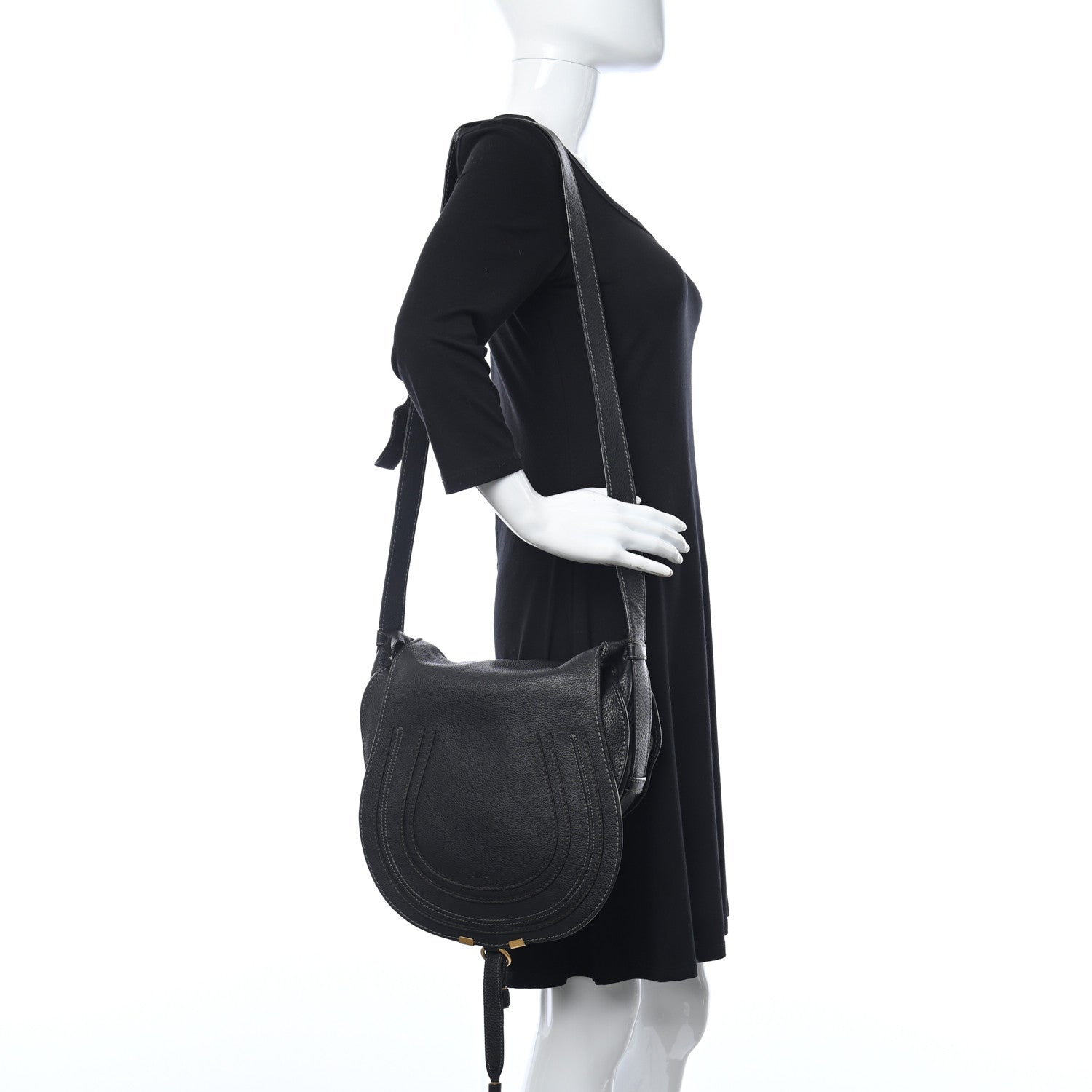 Chloe Calfskin Medium Marcie Round Crossbody Bag Black 2 of 16