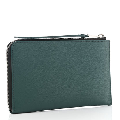 Burberry Grainy Calfskin Zip Pouch Clutch Dark Cyan 2 of 11