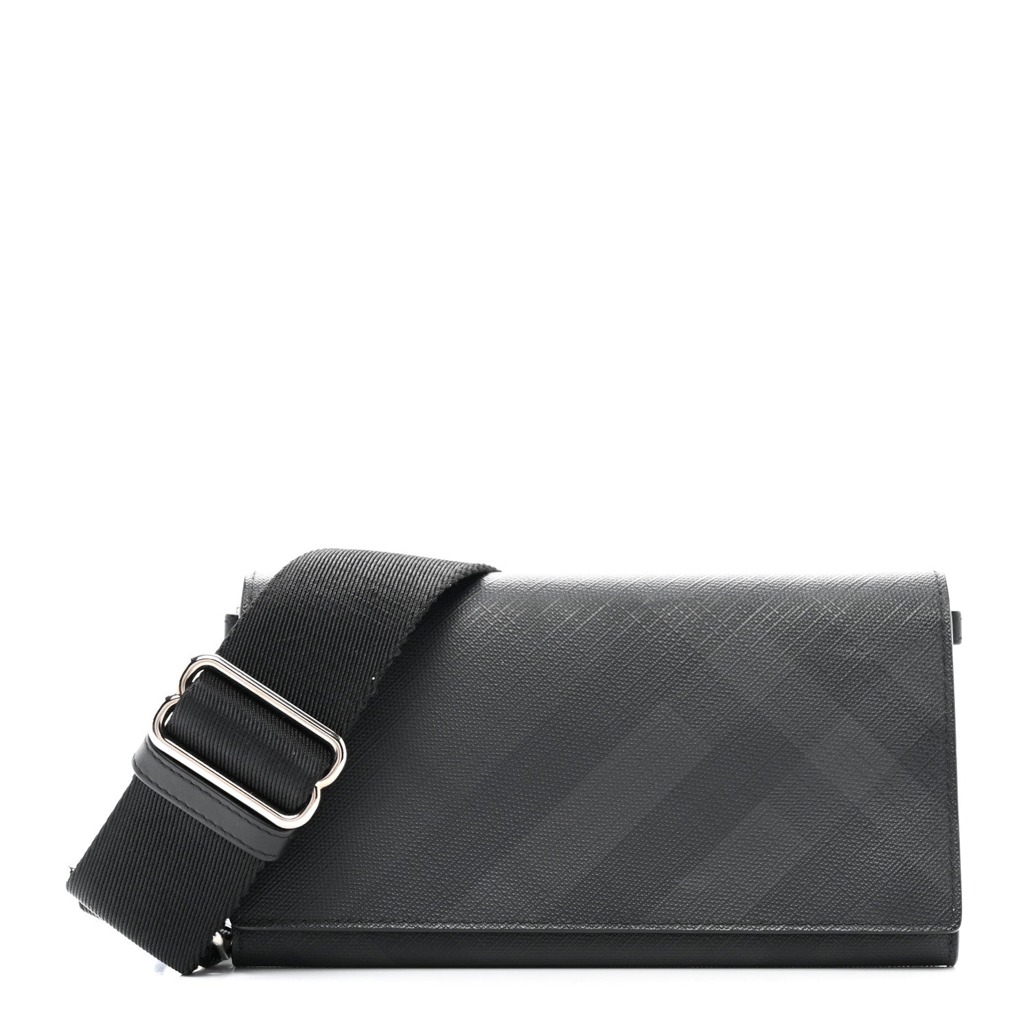 Burberry London Check Wallet with Detachable Strap Charcoal 1 of 12