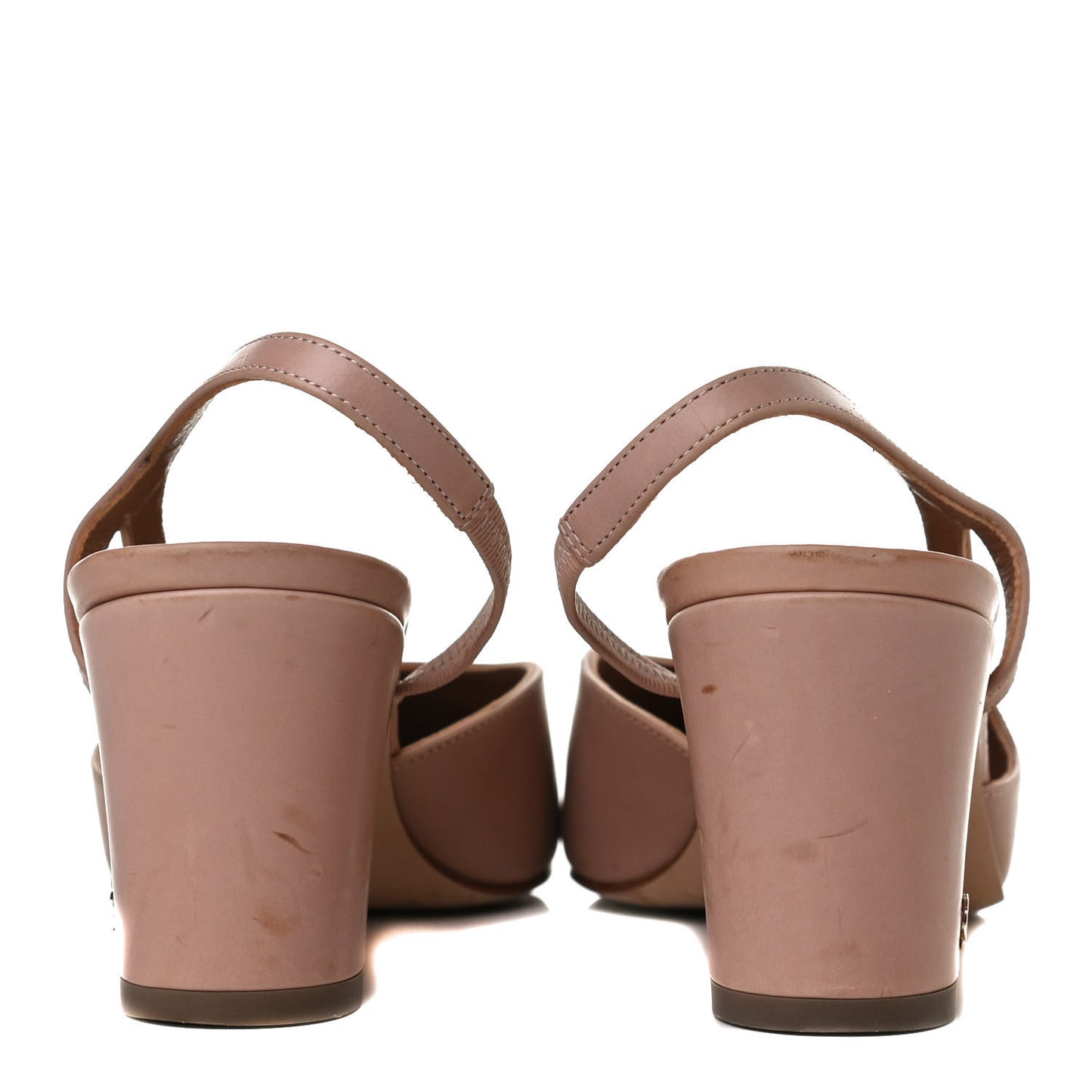 Glazed Calfskin Cap Toe CC Slingback Pumps 38 Beige Pink