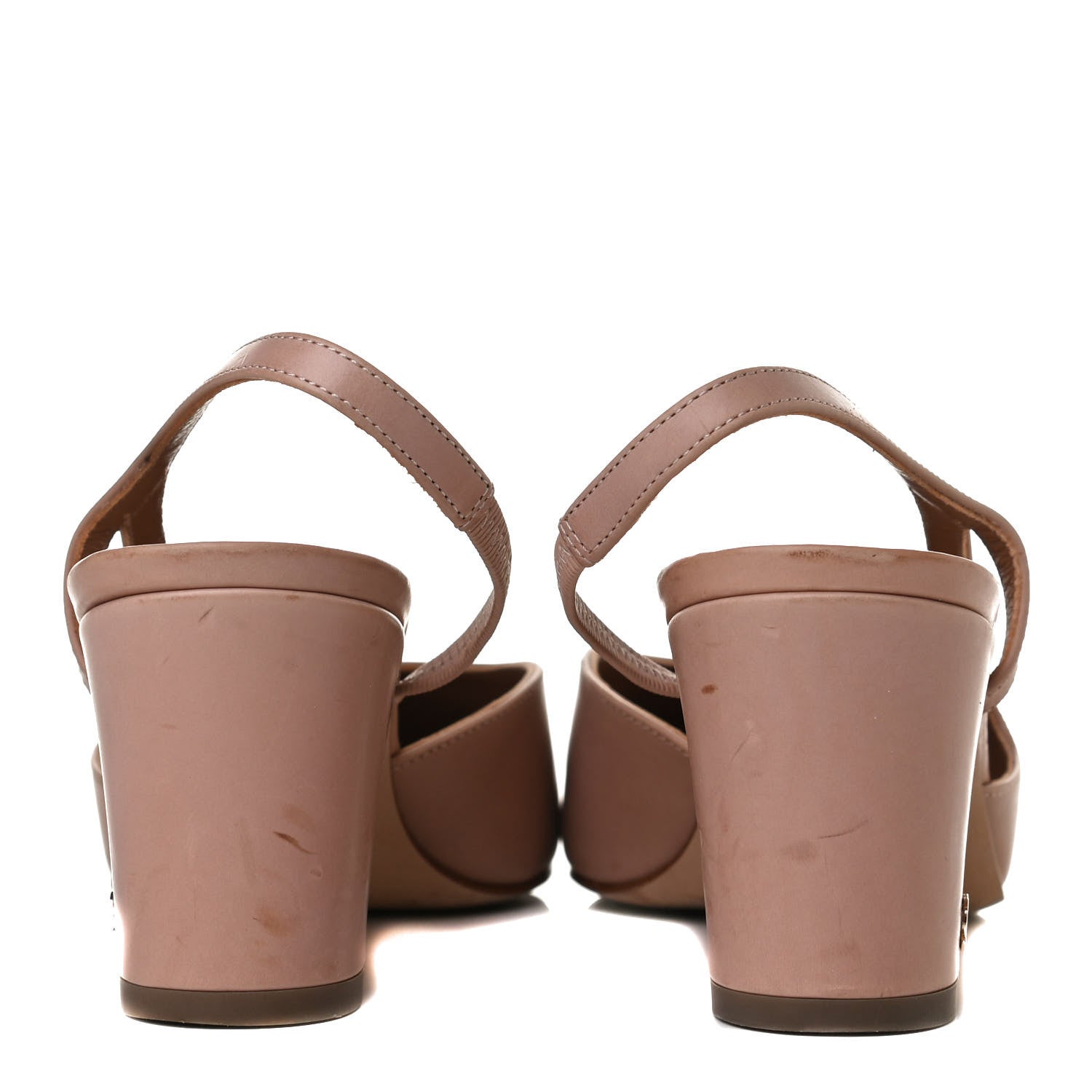Chanel Glazed Calfskin Cap Toe CC Slingback Pumps 38 Beige Pink 6 of 14