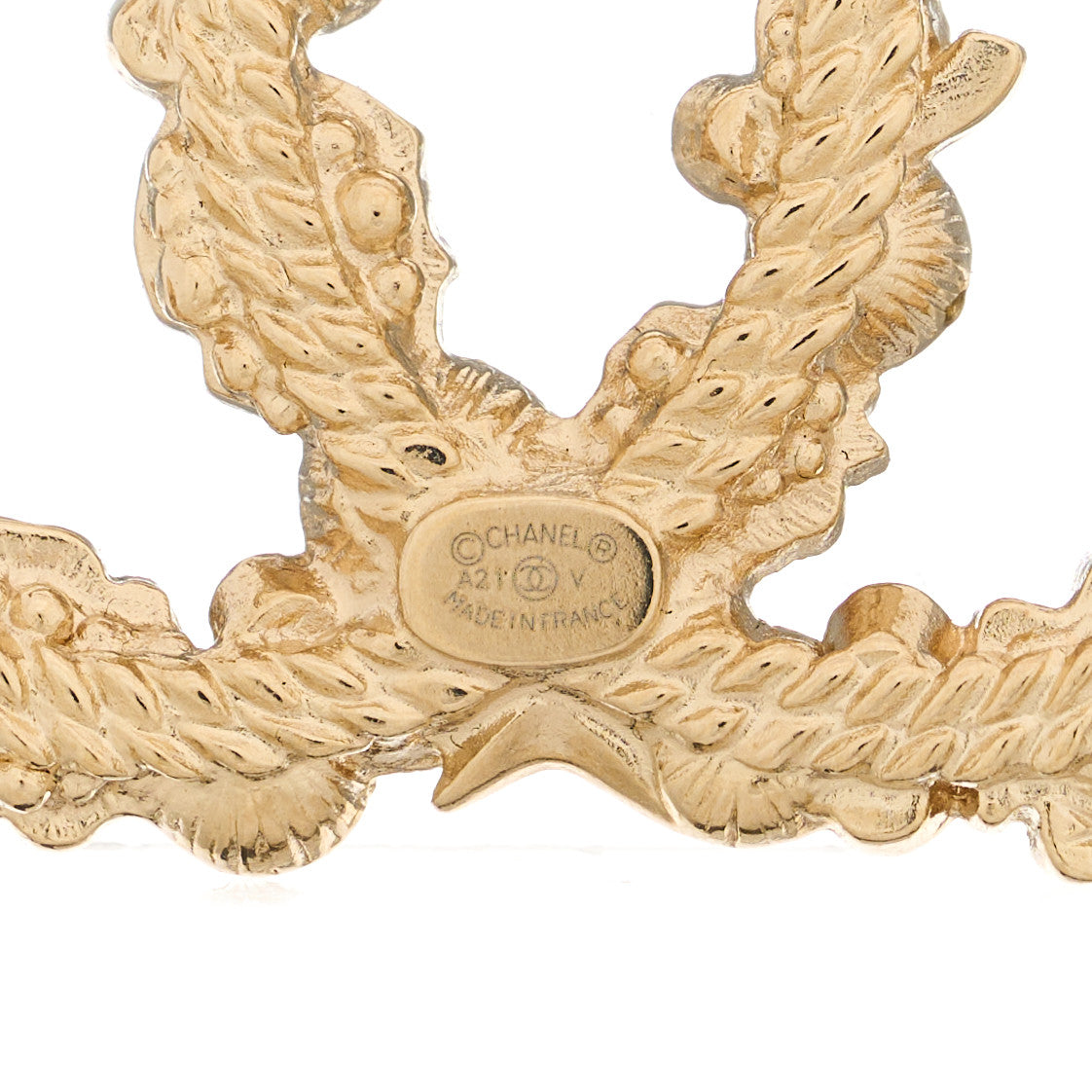 Chanel Pearl Crystal CC Flower Brooch White Nacre Gold 3 of 5