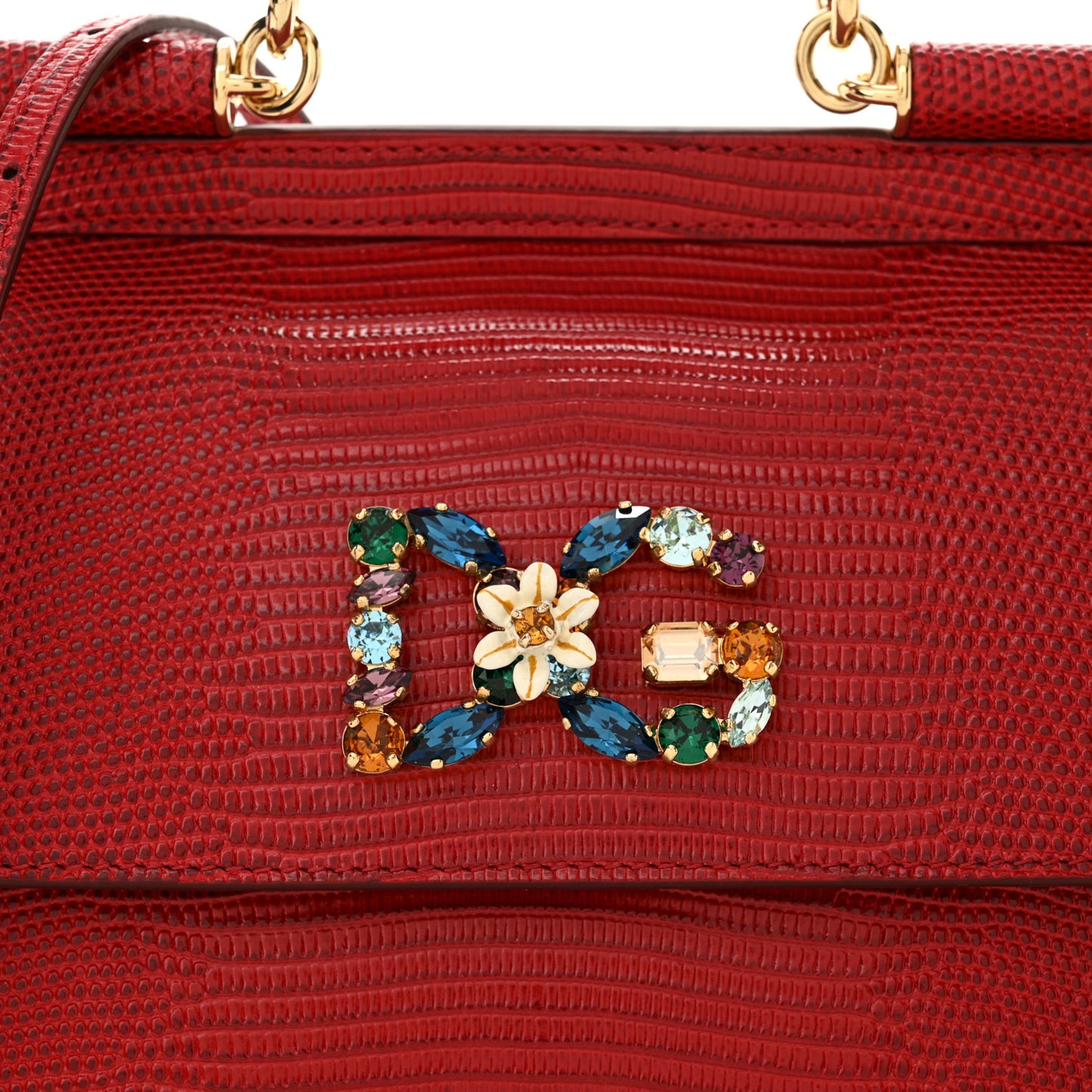 Stampa Iguana Crystal Small Miss Sicily Satchel Red