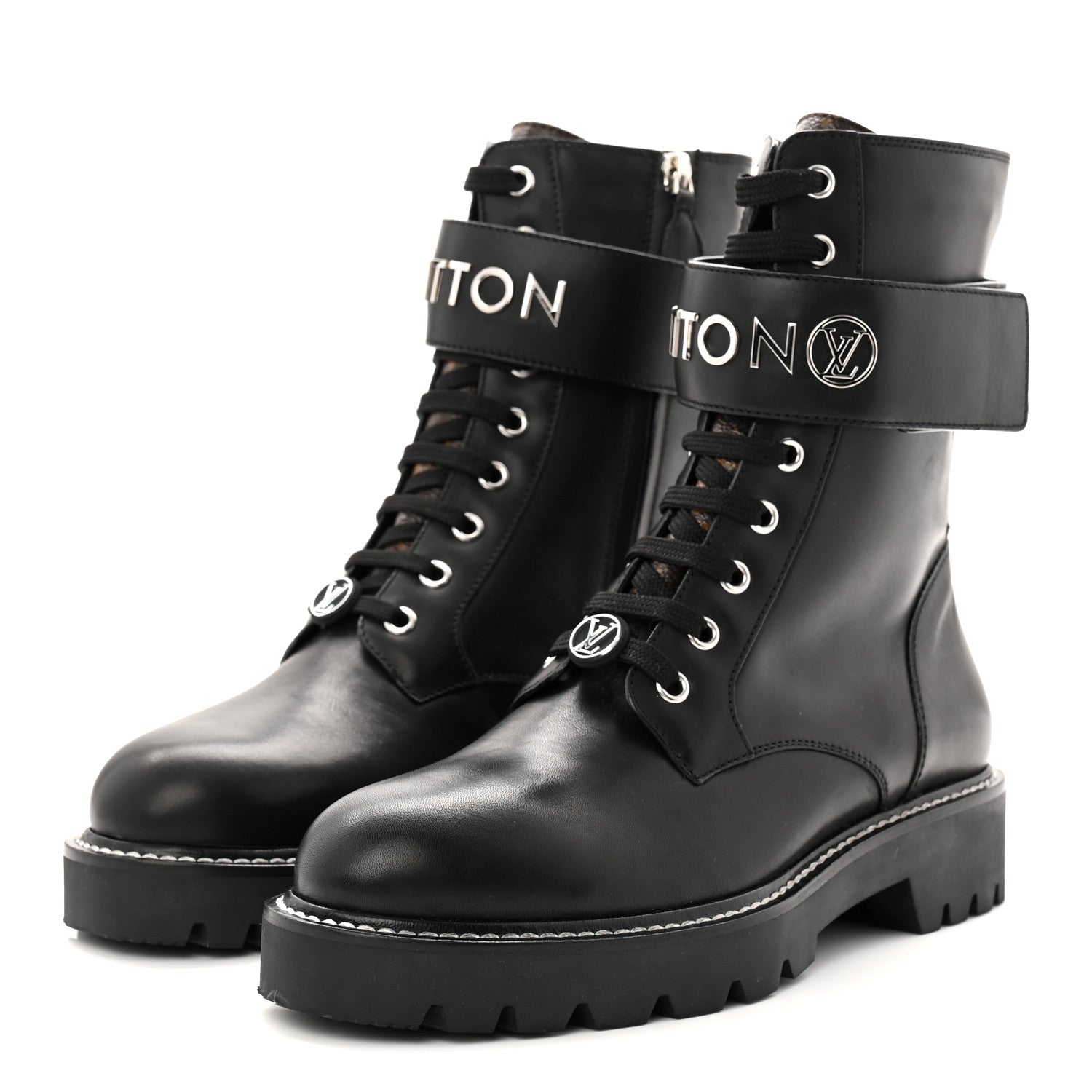 Louis Vuitton Calfskin Territory Flat Ranger Boots 38 Black 4 of 9