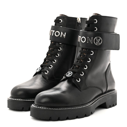 Louis Vuitton Calfskin Territory Flat Ranger Boots 38 Black 4 of 9