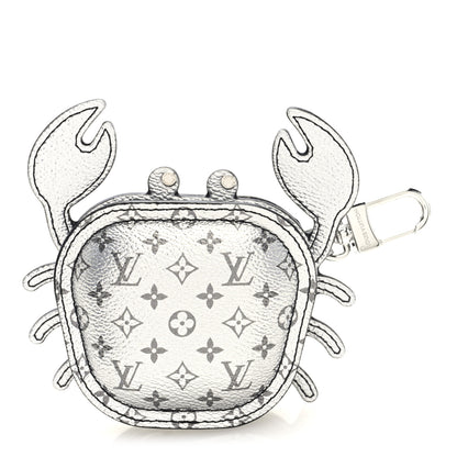 Louis Vuitton Metallic Monogram Crab Bag Charm Grey Silver 1 of 6