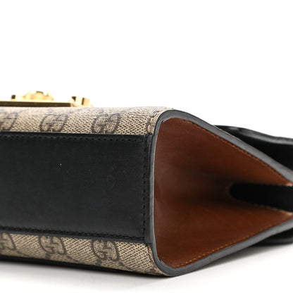 Gucci GG Supreme Monogram Calfskin Small Padlock Shoulder Bag Beige Black Cuir 10 of 14