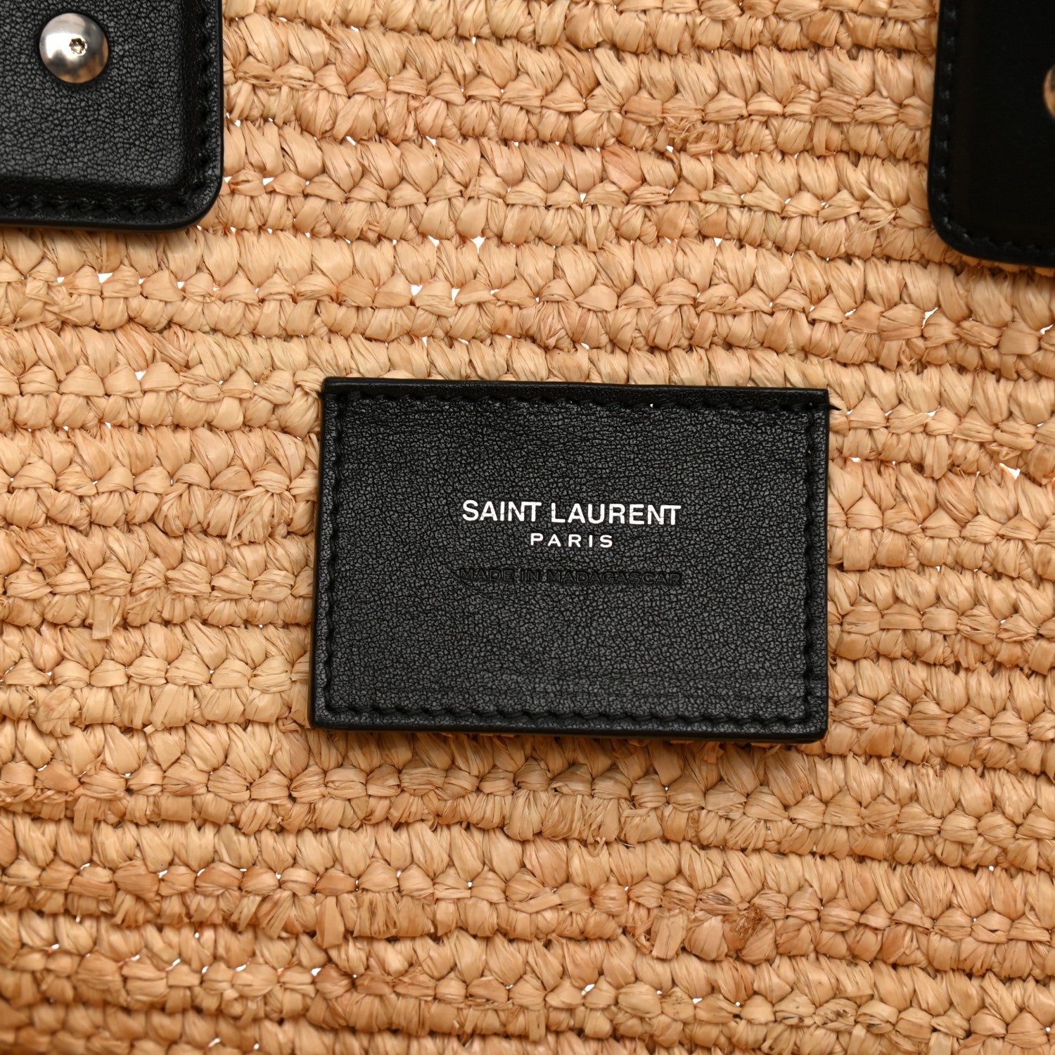 Saint Laurent Raffia Calfskin Rive Gauche Tote Naturale Black 7 of 10