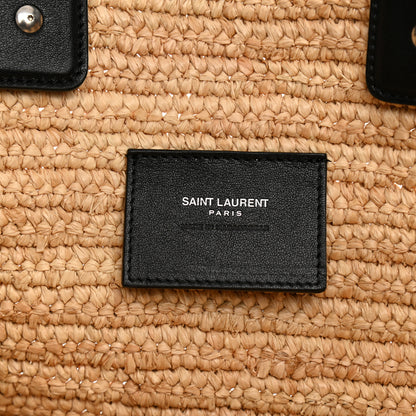 Saint Laurent Raffia Calfskin Rive Gauche Tote Naturale Black 7 of 10