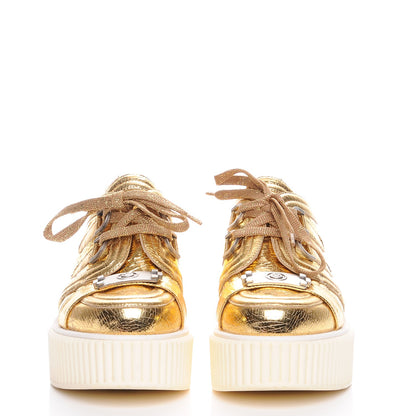 Chanel Lame Creeper Sneakers 38 Gold 2 of 9