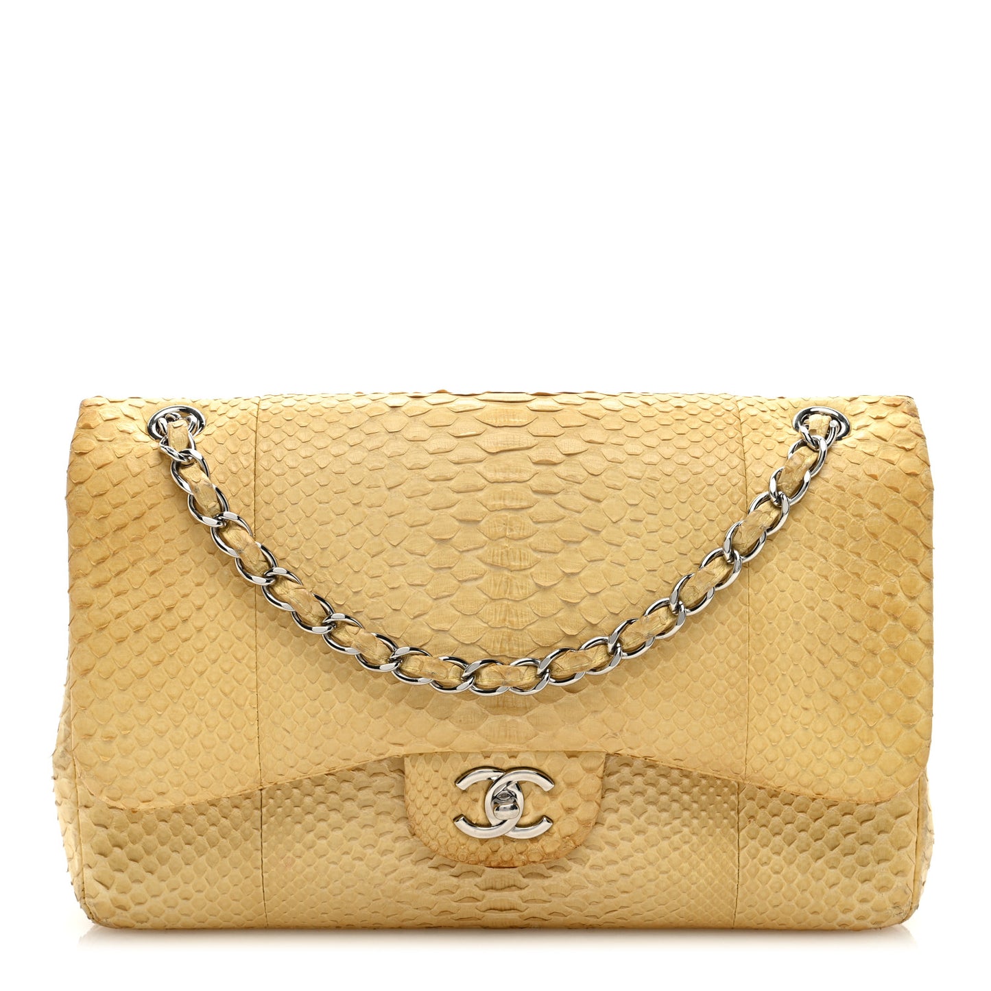 Snakeskin Jumbo Double Flap Yellow
