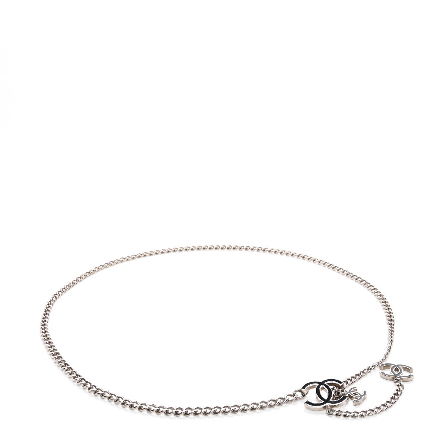 Chanel Enamel CC Chain Logo Belt Silver Black 1 of 4