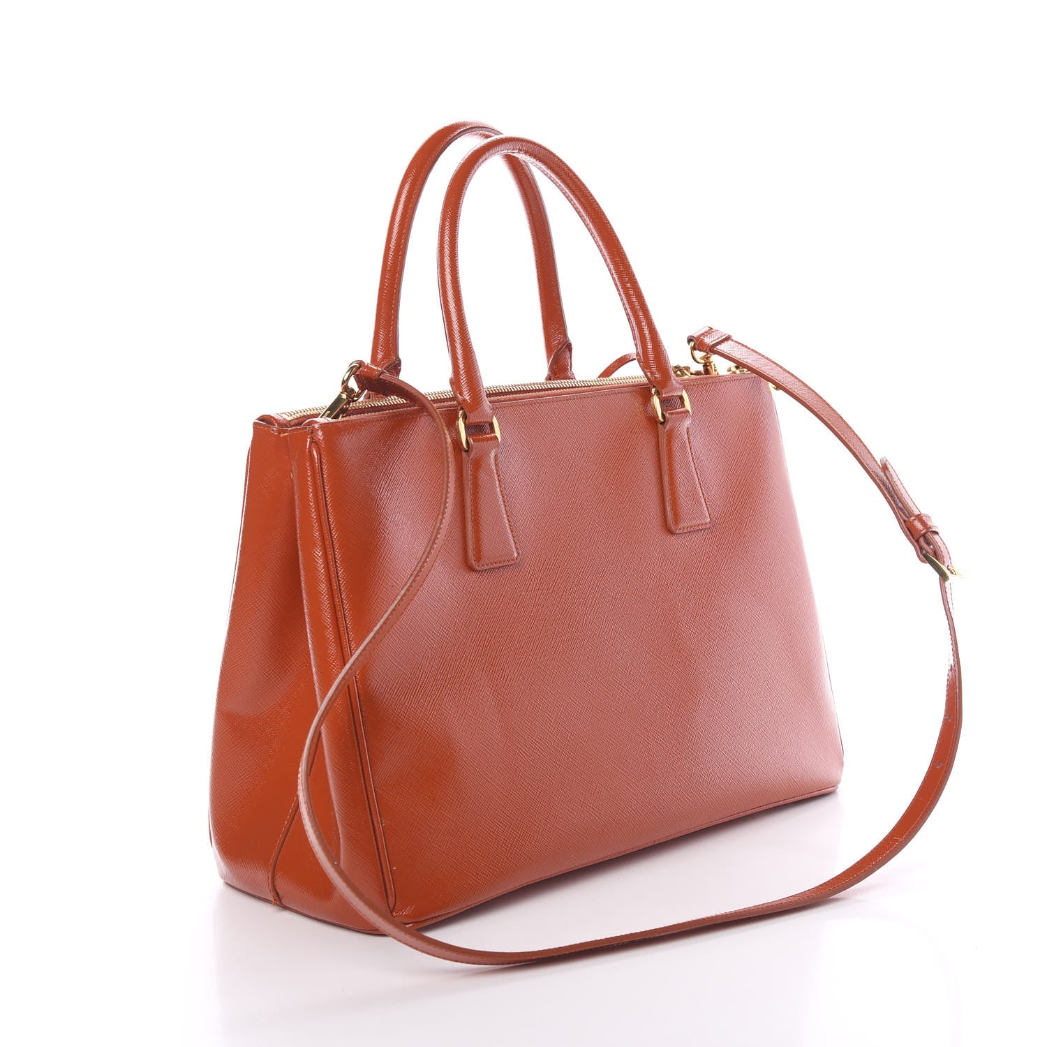 Prada Saffiano Vernice Medium Galleria Double Zip Tote Papaya 2 of 19