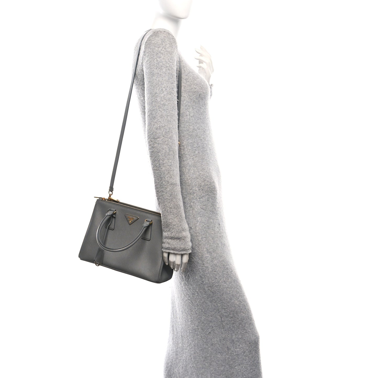 Saffiano Medium Galleria Double Zip Tote Marmo