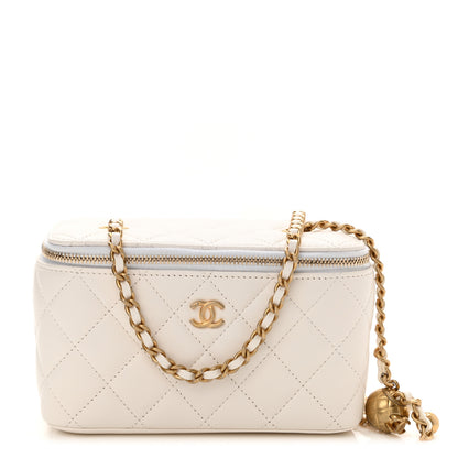 Chanel Lambskin Quilted Pearl Crush Small Vanity Case With Chain White 1 of 10