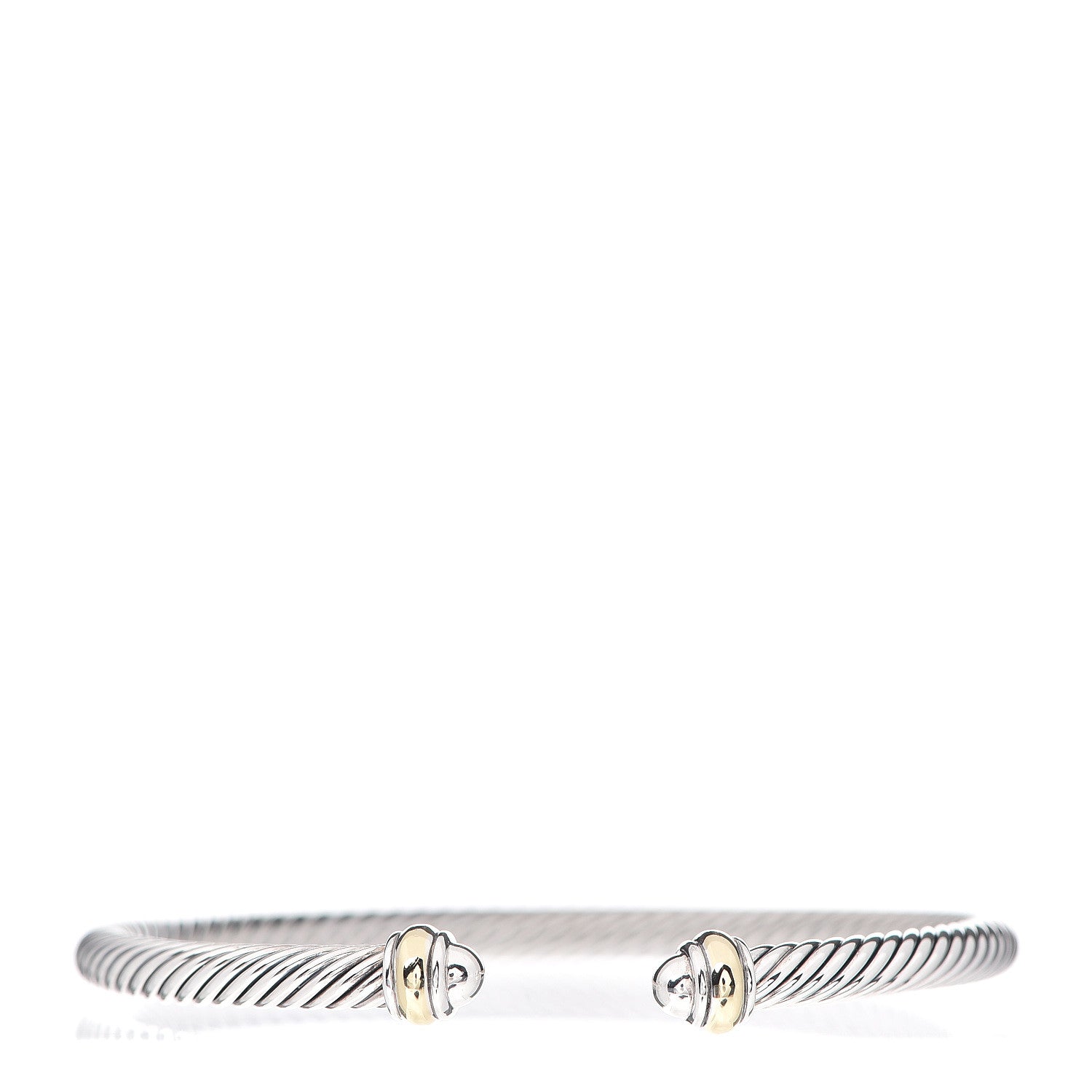 David Yurman Sterling Silver 18K Yellow Gold 4mm Cable Classics Bracelet 1 of 3