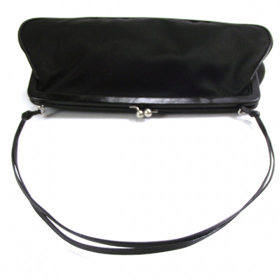 Prada Satin Logo Evening Bag Black 5 of 9