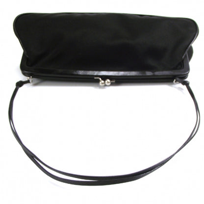 Prada Satin Logo Evening Bag Black 5 of 9