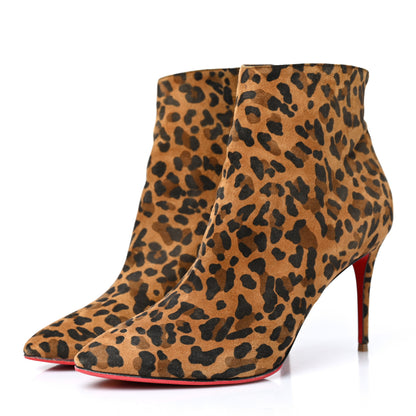 Christian Louboutin Veau Velours Leopard Print Eloise Booty 85 Ankle Boots 39 Caramel 3 of 8
