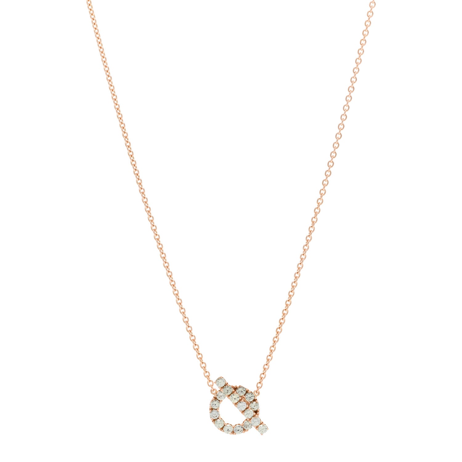 Hermes 18K Rose Gold Green Sapphire Finesse Pendant Necklace 1 of 5