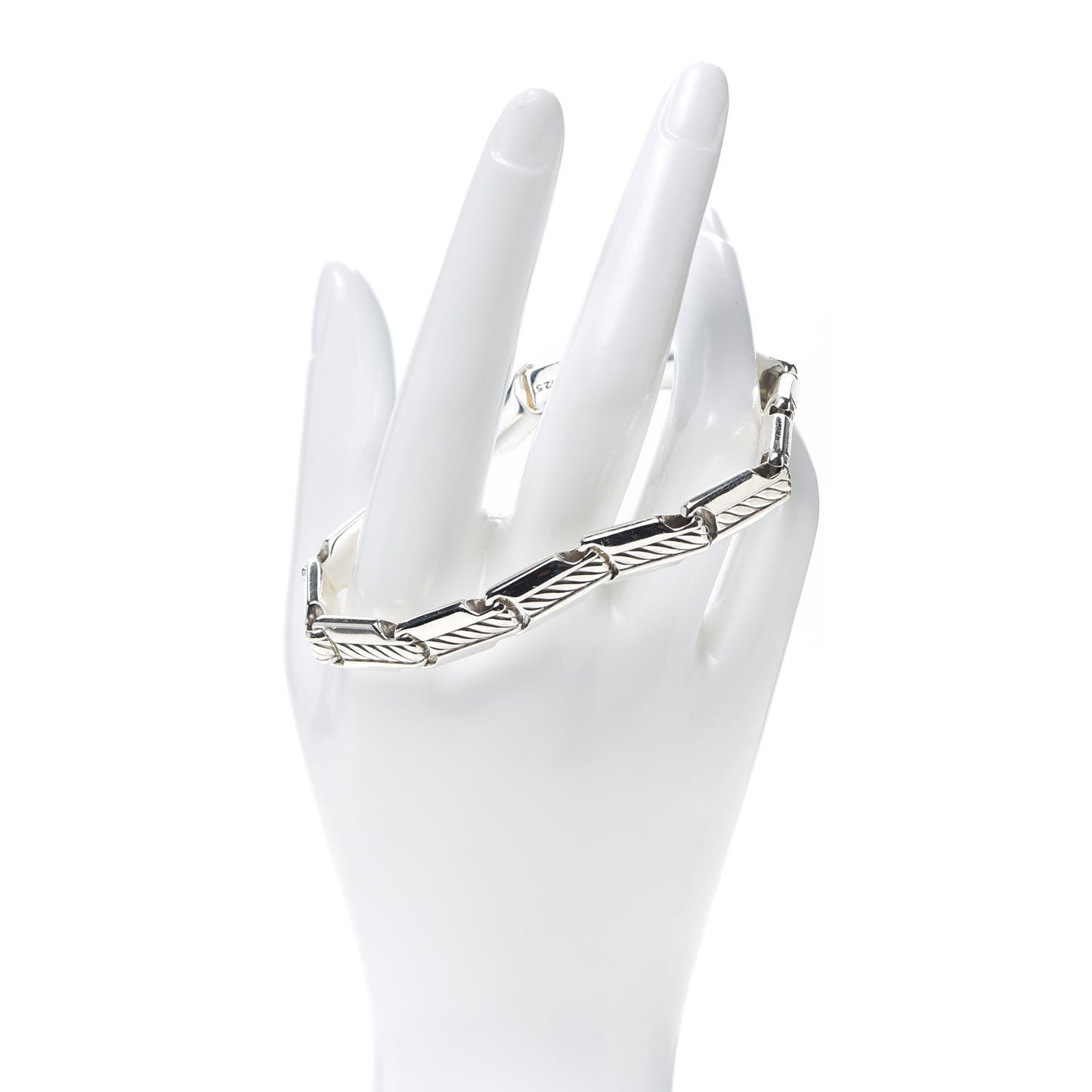 Sterling Silver Beveled Link Chain Bracelet