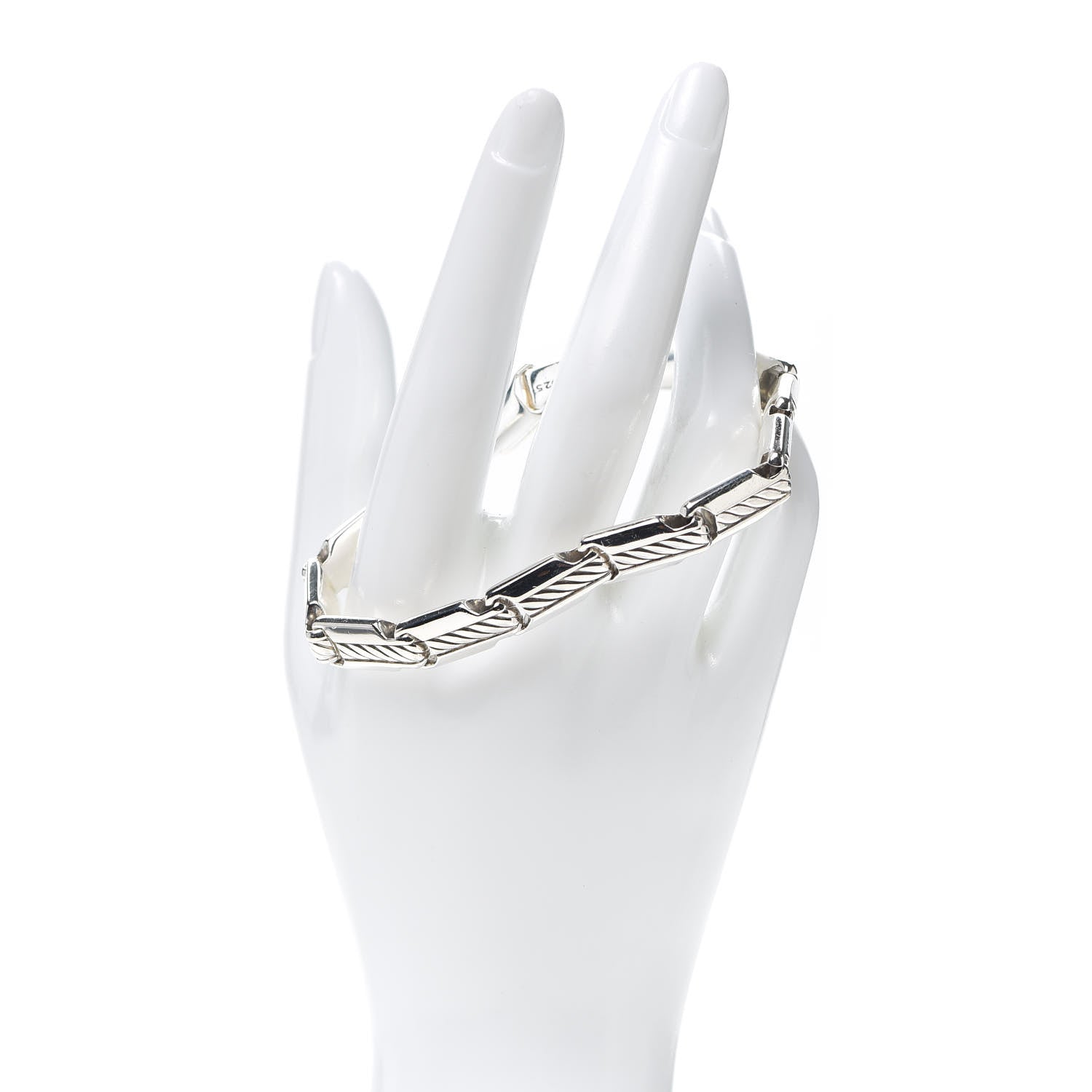 David Yurman Sterling Silver Beveled Link Chain Bracelet 2 of 6