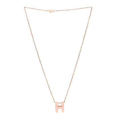 Hermes Lacquered Rose Gold Pop H Pendant Necklace Rose Dragee 3 of 7