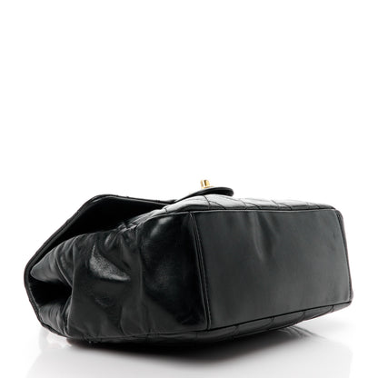Chanel Glazed Calfskin Quilted Medium Gold Bar Top Handle Flap Black 4 of 11