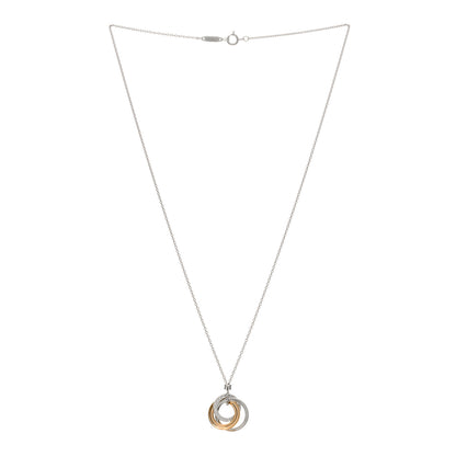 Tiffany 18K White Rose Gold Diamond 1837 Triple Interlocking Circles Pendant Necklace 2 of 3