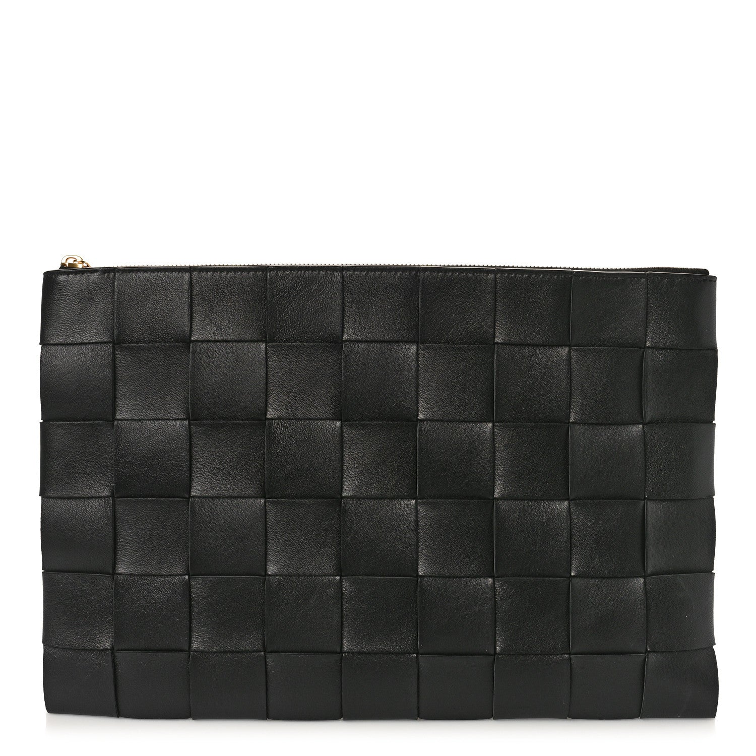 Bottega Veneta Nappa Maxi Intrecciato Large Cassette Flat Zip Pouch Black 1 of 9