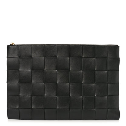 Bottega Veneta Nappa Maxi Intrecciato Large Cassette Flat Zip Pouch Black 1 of 9