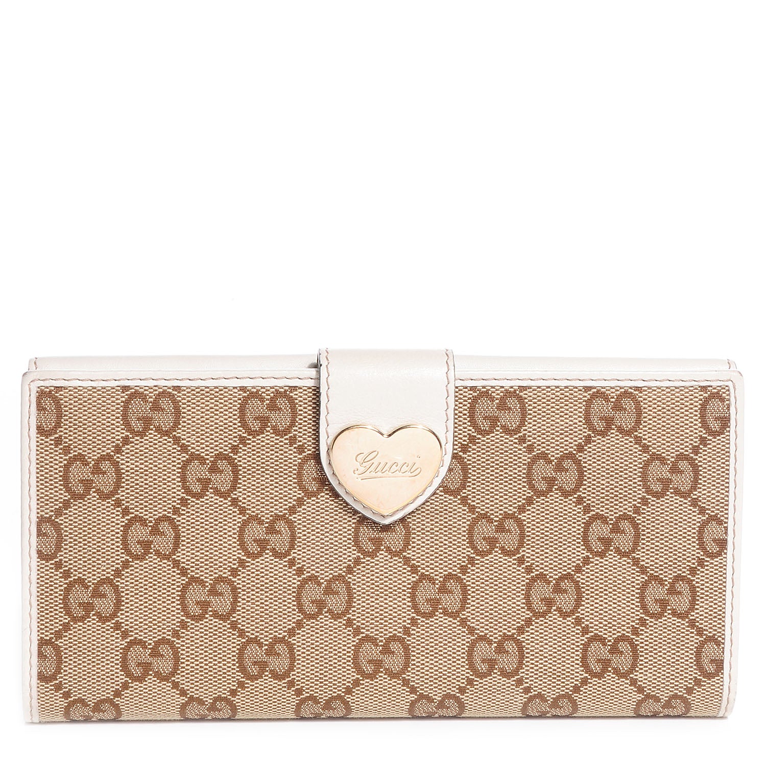 Gucci Monogram Heart Continental Wallet Off White 1 of 8