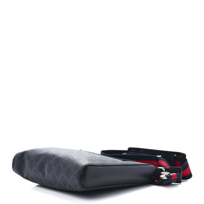 Gucci GG Supreme Monogram Web Small Flat Messenger Bag Black Grey 8 of 11