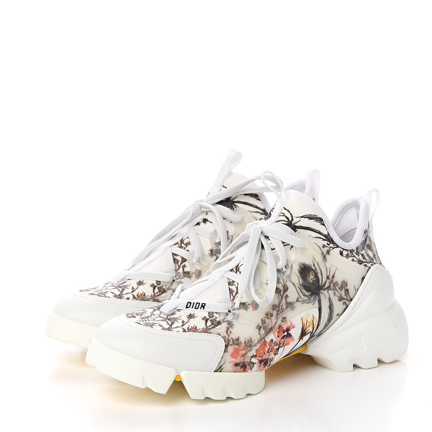 Neoprene Rubber Champetre Print Womens D-Connect Sneakers 39.5 White Multicolor