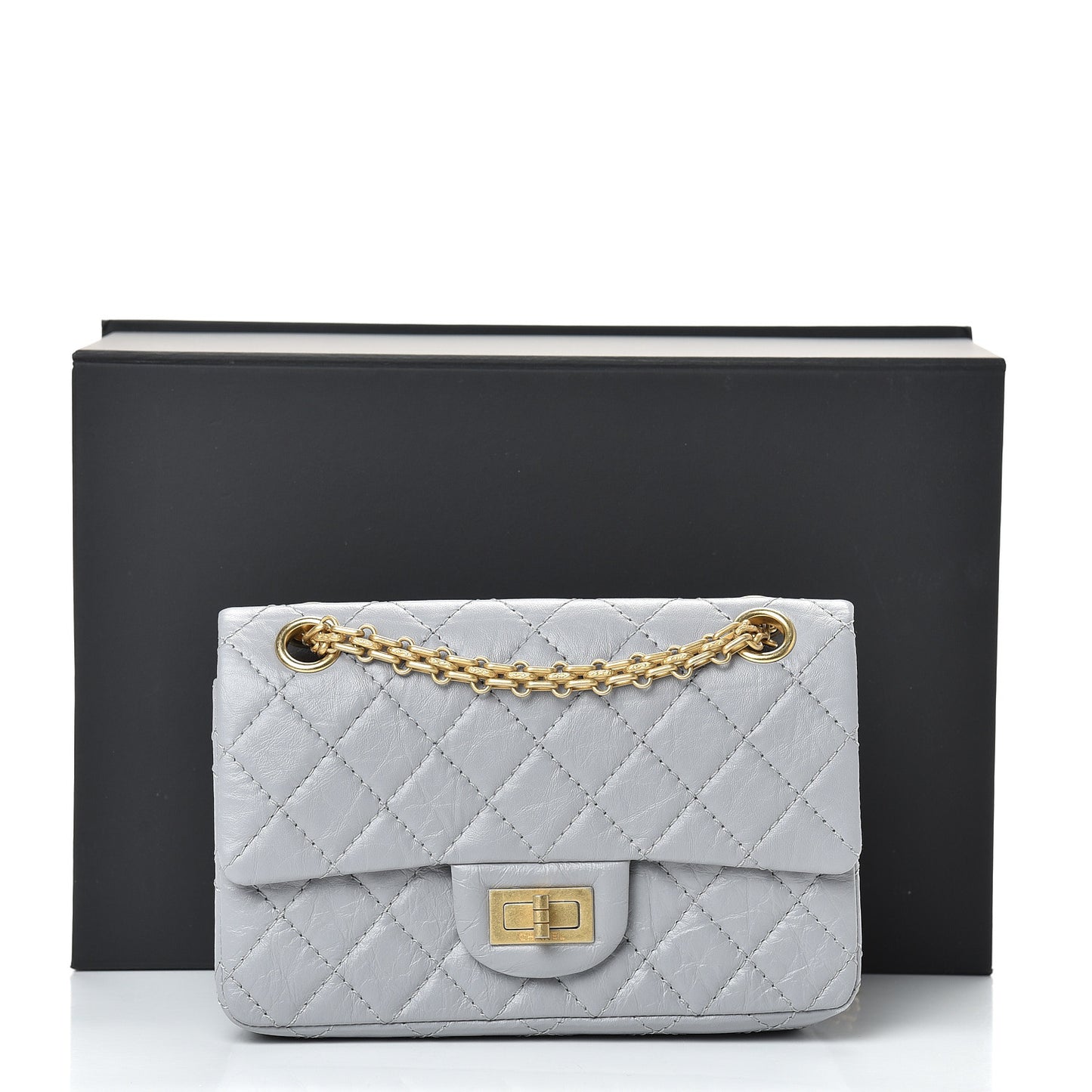 Aged Calfskin Quilted 2.55 Reissue Mini Flap Grey