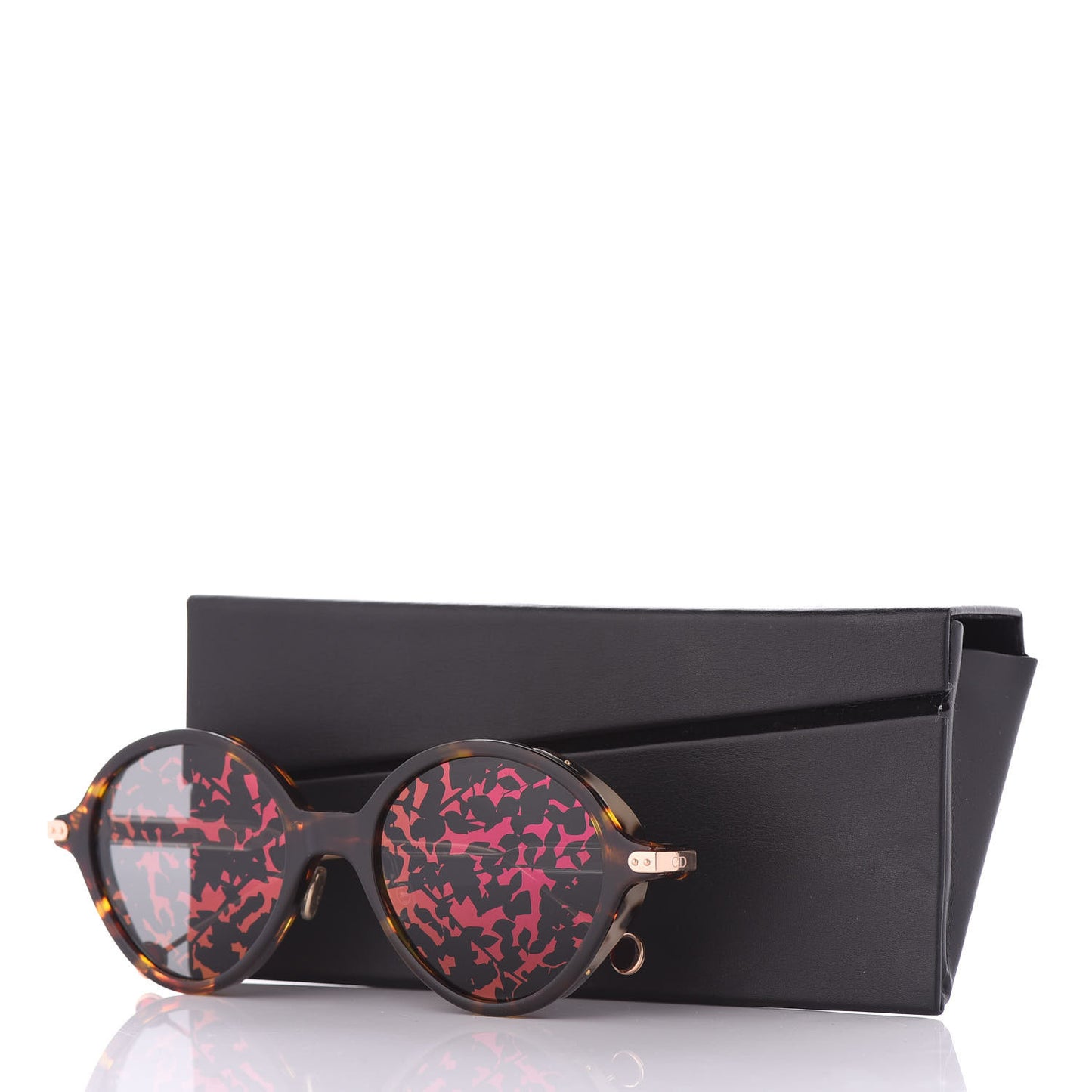 Acetate Round Leaf Printed Umbrage Sunglasses Pink Foliage