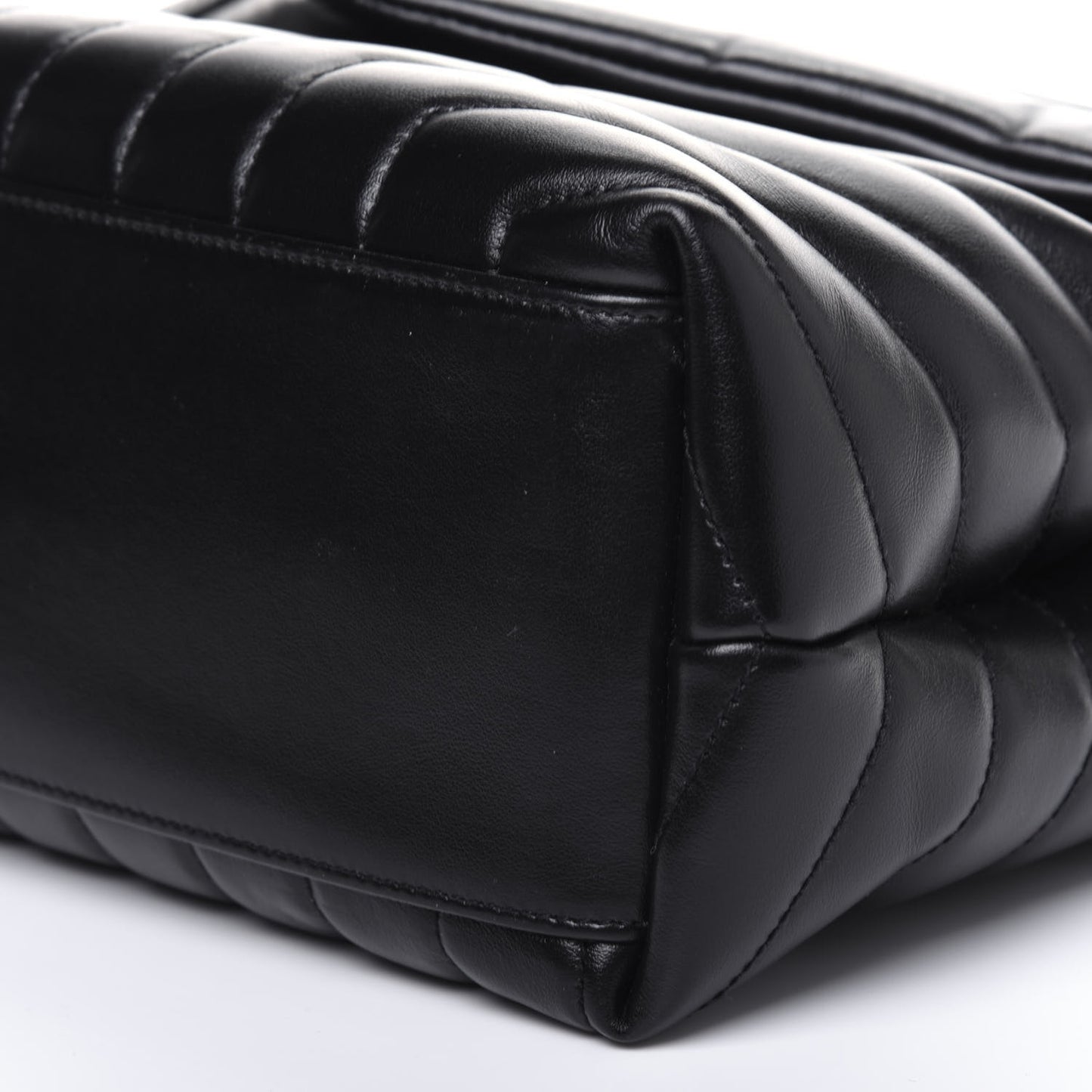 Calfskin Y Quilted Monogram Medium Loulou Chain Satchel Black